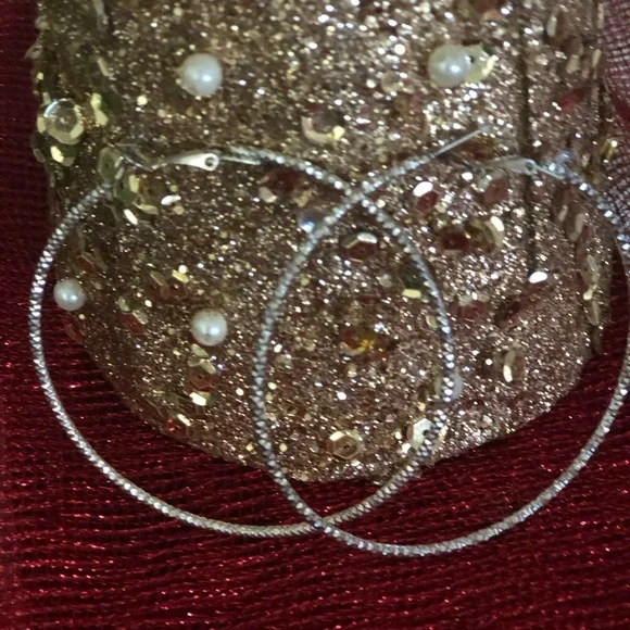 Elegant Silver Hoop Earrings - Picture 2 of 7